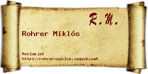 Rohrer Miklós névjegykártya