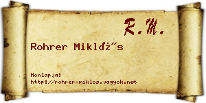 Rohrer Miklós névjegykártya